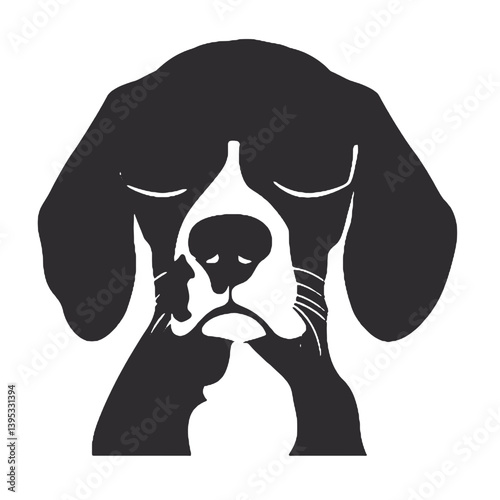 Beagle dog with Glasses vector black silhouette print design