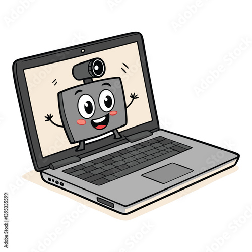 Design a bold, vector illustration of a sliding webcam cover.  Emphasize strong lines and graphic style.
