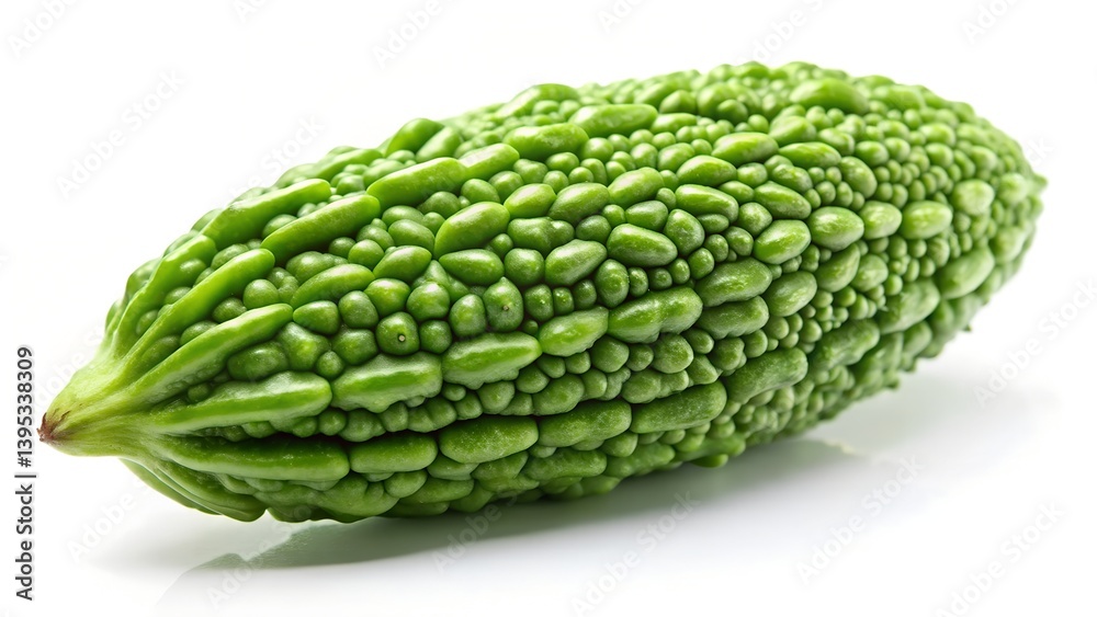 Fresh Bitter Melon with Textured Green Skin and Detailed Surface Isolated on White Background
Fresh Bitter Melon with Textured Green Skin and Detailed Surface Isolated on White Background
