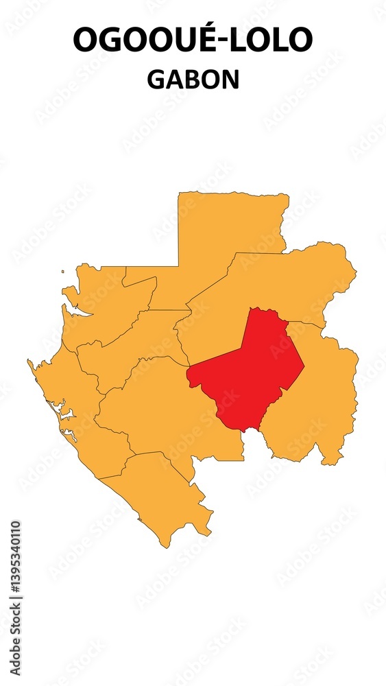 Fototapeta Ogooué-Lolo Map is highlighted on the Gabon with detailed state and region outlines.