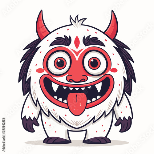 Design a bold, vector illustration of a yokai monster, emphasizing striking lines and vibrant color palettes.  Focus on dynamic, expressive strokes.