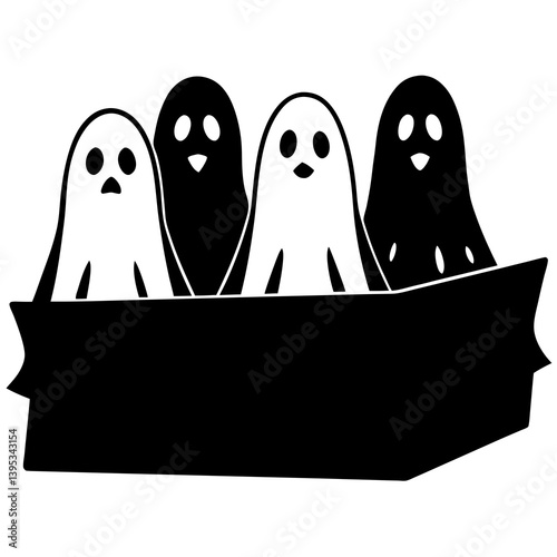Creepy floating ghosts vector art for Halloween. Great for spooky prints, crafts, and seasonal digital designs.
