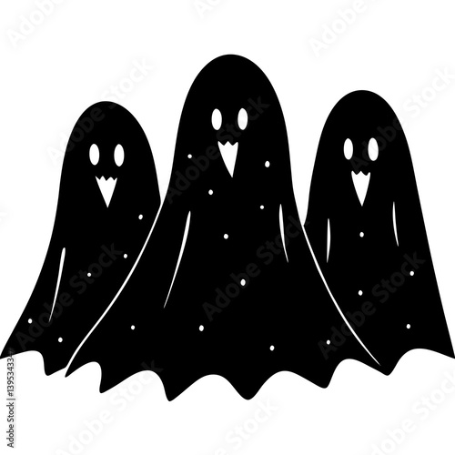 Halloween ghosts floating across a spooky sky. Perfect for printables, shirts, and eerie designs.