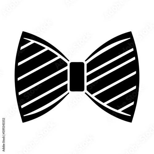 Striped Bow Tie Icon In Black And White Simple Vector Illustration