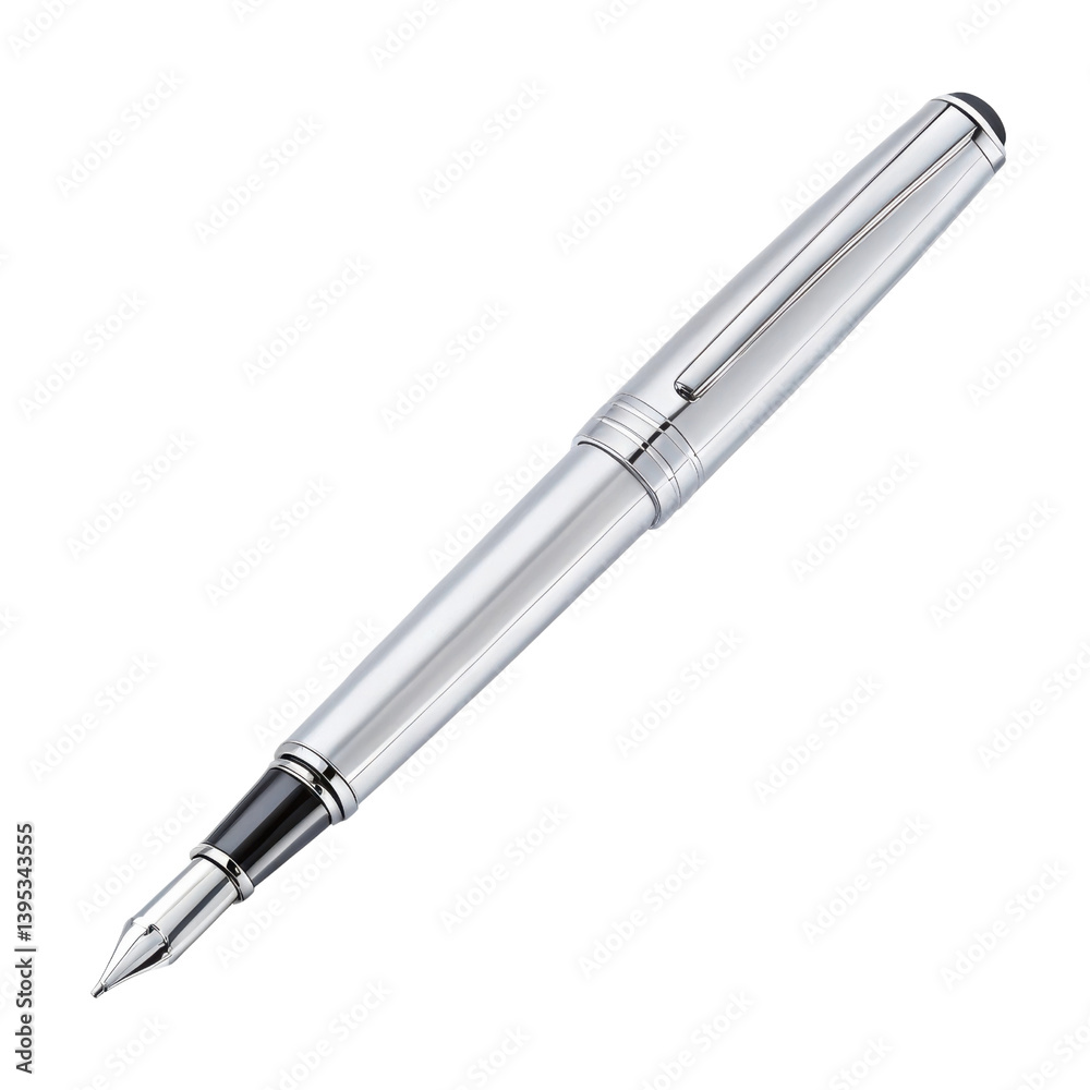 sleek silver fountain pen with polished finish, perfect for writing and signing documents elegantly sleek silver fountain pen with polished finish, perfect for writing and signing documents elegantly