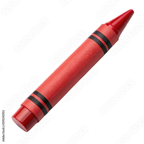 vibrant red crayon with black stripes, perfect for creative art projects and children drawings, evokes sense of fun and imagination
