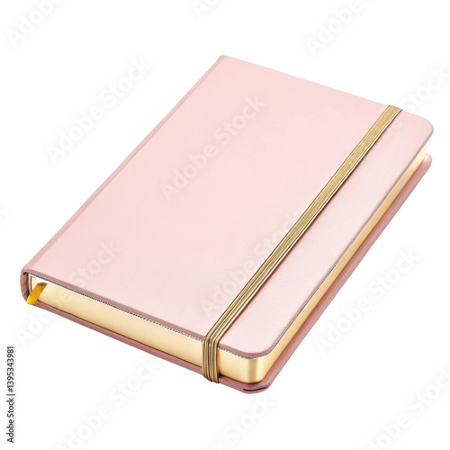 stylish pink notebook with gold elastic band, perfect for journaling or note taking, adds touch of elegance to your writing experience