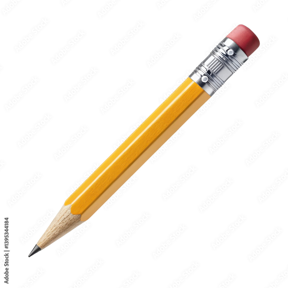 classic yellow pencil with silver ferrule and red eraser, perfect for writing and drawing classic yellow pencil with silver ferrule and red eraser, perfect for writing and drawing