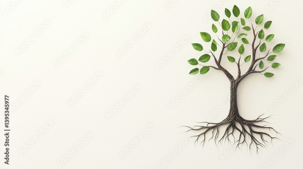 Obraz premium Resilient tree roots symbolizing strength and growth in nature graphic design minimal environment close-up perspective