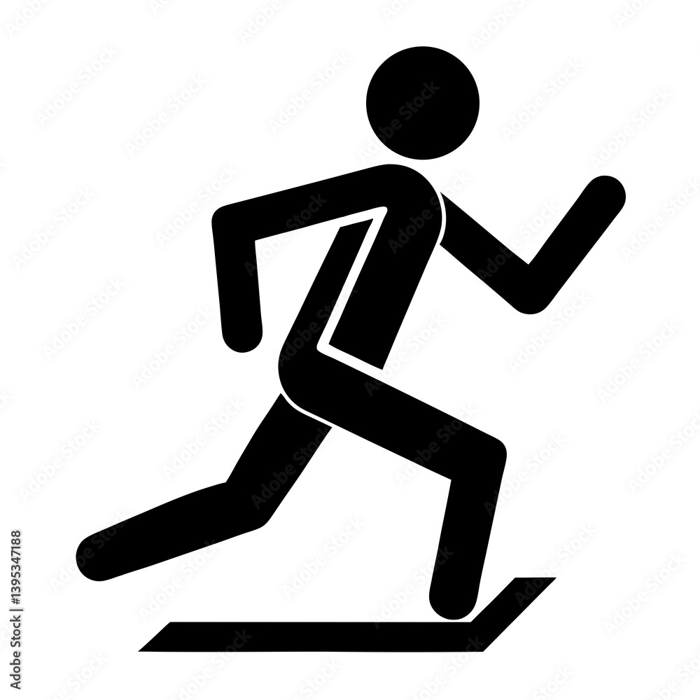 Black Running Stick Figure On White Background Simple Design Vector Icon Black Running Stick Figure On White Background Simple Design Vector Icon