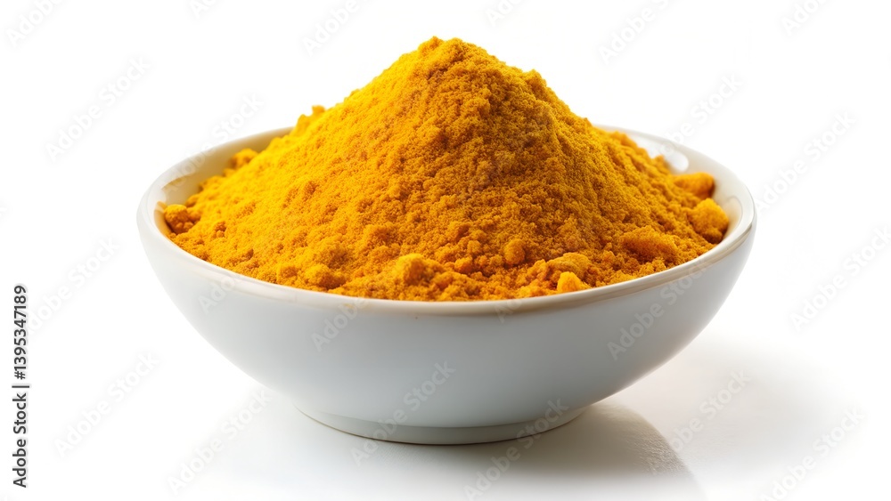 Fresh Ground Turmeric Powder in a Small Bowl with Vibrant Yellow Color Isolated on White Background
Fresh Ground Turmeric Powder in a Small Bowl with Vibrant Yellow Color Isolated on White Background