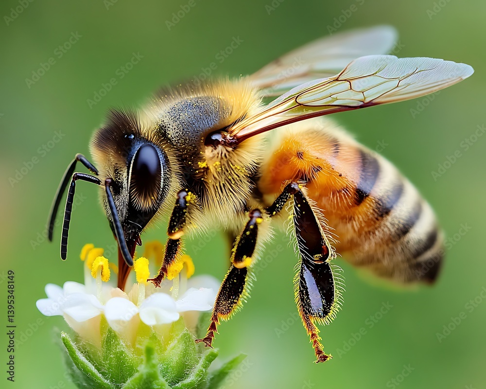 Honeybee on Flower, Close-up Honeybee on Flower, Close-up