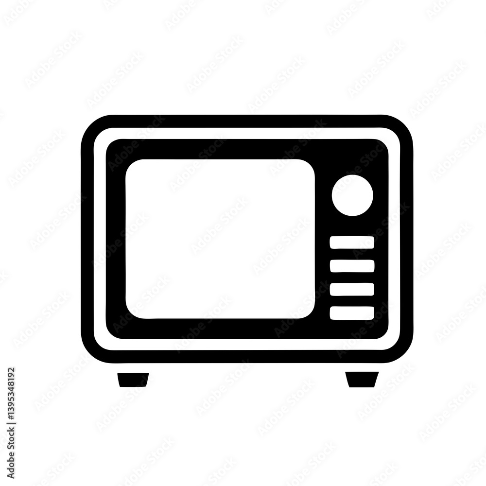 Retro Television Icon Black And White Simple Graphic Design Element Illustration Retro Television Icon Black And White Simple Graphic Design Element Illustration