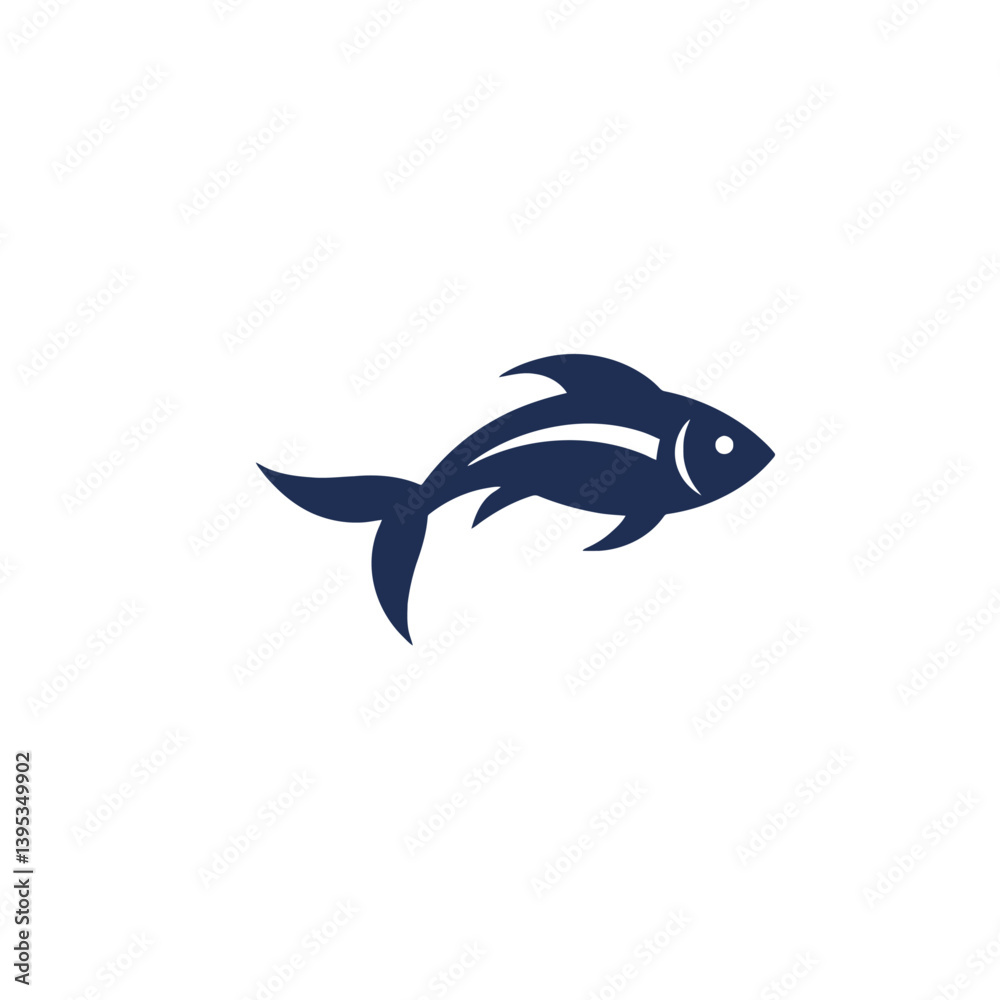 Obraz premium Simple blue fish silhouette design
