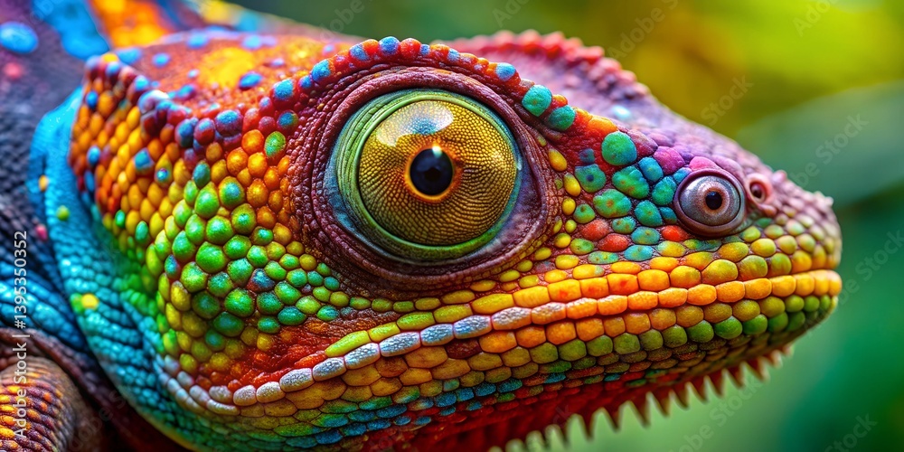 Fototapeta premium Detailed view of a colorful frog highlighting its moist and speckled skin under natural light biodiversity, macro, wildlife, nature, amphibian, detailed, view, colorful, patterns, habitat,