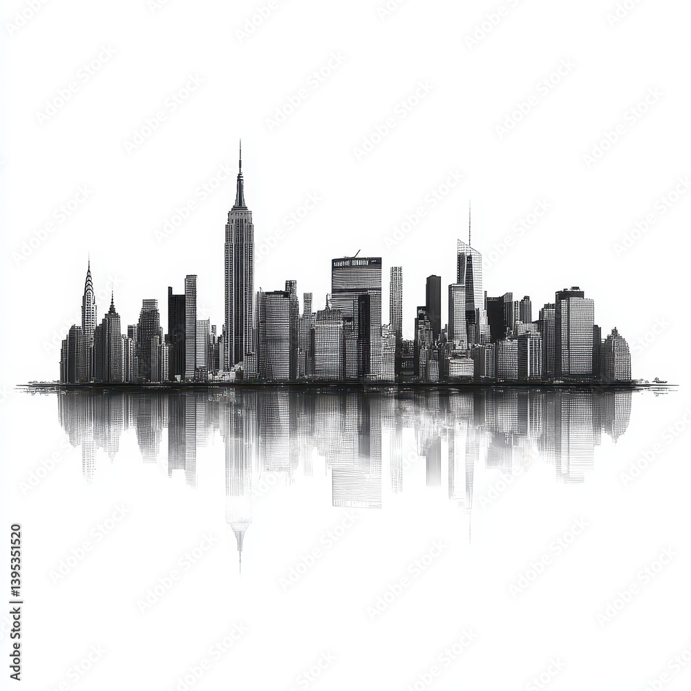 Naklejka premium Panorama view Manhattan on white background.