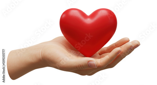 Isolated Hand Holding Red Heart