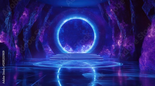 Cosmic Portal Scene Sci-Fi Fantasy Digital Art