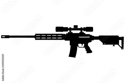 Detailed Tactical Sniper Rifle with Mounted Scope on Transparent Background for Military, Gaming & Weapon Design