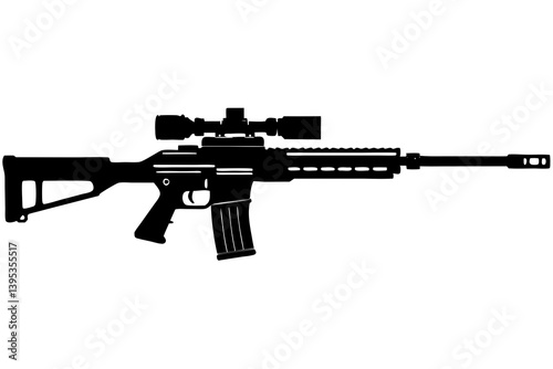 Detailed Tactical Sniper Rifle with Mounted Scope on Transparent Background for Military, Gaming & Weapon Design