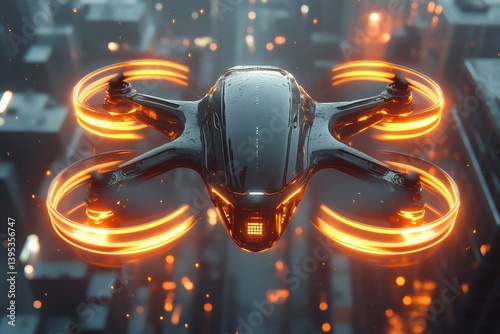 Futuristic Drone in Urban Setting
