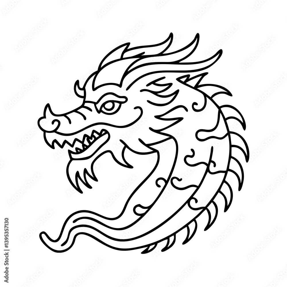 Obraz premium chinese dragon icon, chinese dragon vector illustration-simple illustration of chinese dragon, perfect for chinese dragon logos and icons