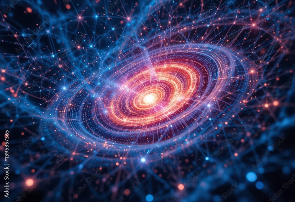 Abstract Galaxy Cybersecurity and Data Backup Illustrated in a Star Filled Network Abstract Galaxy Cybersecurity and Data Backup Illustrated in a Star Filled Network