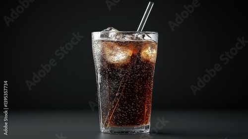 Wallpaper Mural A refreshing cold brew coffee served in a glass with a straw and condensation. Torontodigital.ca