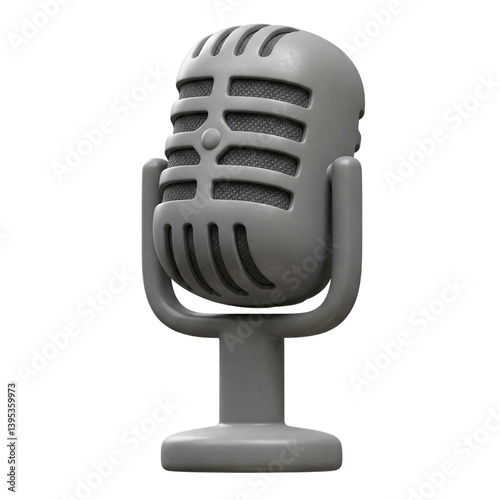 3d icon illustration of a retro microphone