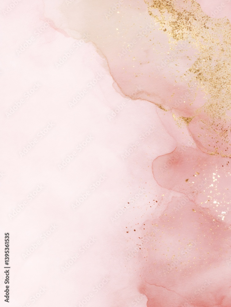 Fototapeta premium Elegant pink and gold abstract watercolor background with glitter, perfect for feminine and luxury designs
