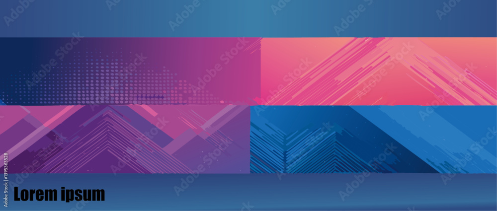 abstract background Set with colorful halftone pattern vector design with Text