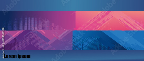 Obraz na płótnie abstract background Set with colorful halftone pattern vector design with Text