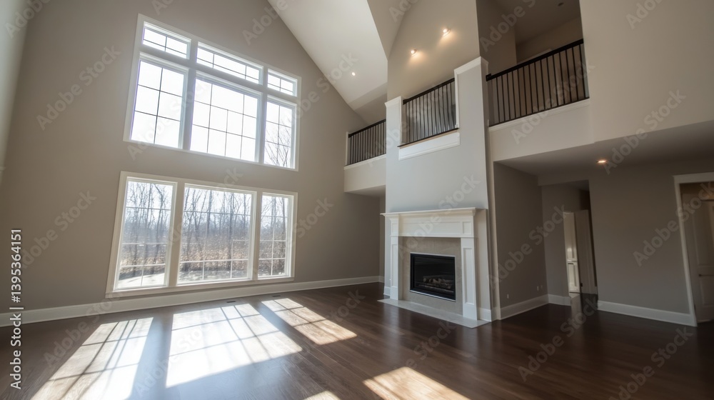 custom made wallpaper toronto digitalSpacious Two-Story Great Room with Soaring Ceilings and Large Wi
