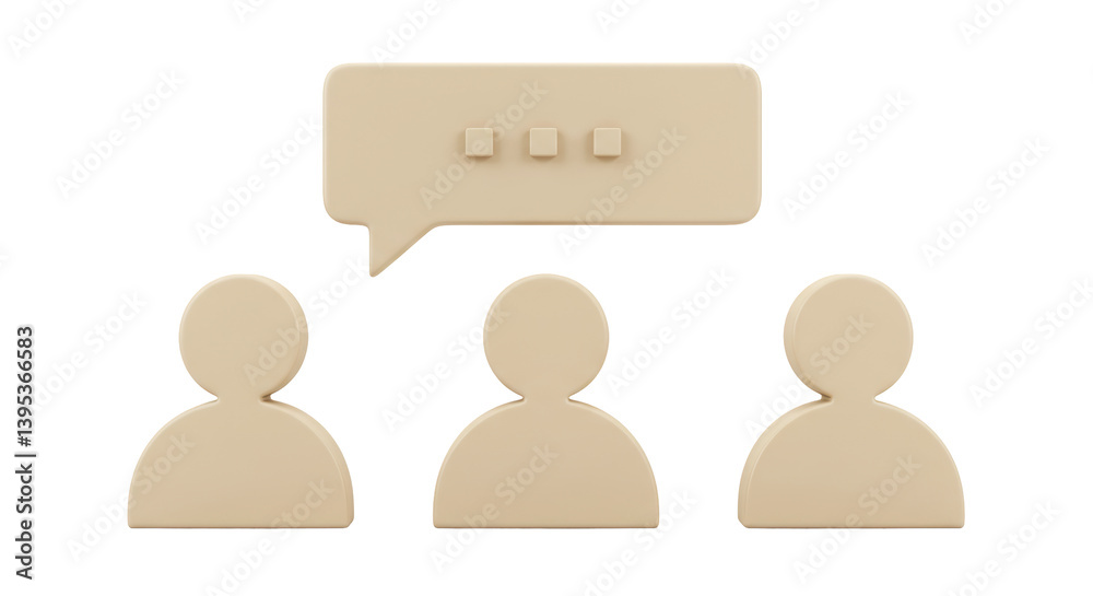 Isolated Three Figures with Speech Bubble Isolated Three Figures with Speech Bubble