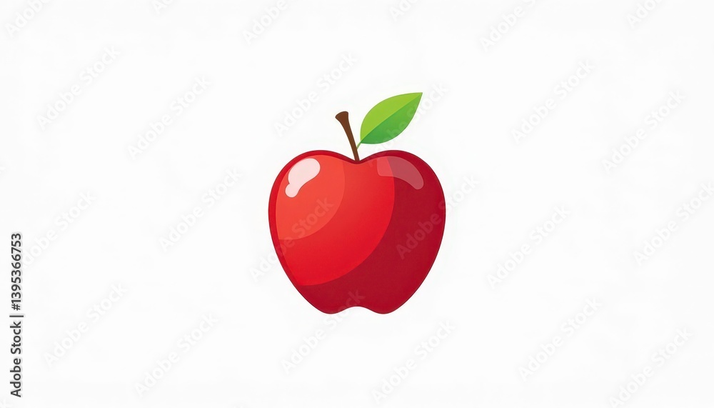 Fototapeta premium Contemporary Apple Graphic Flat Design Red Apple Icon with Green Leaf Element. White Background for Versatility
