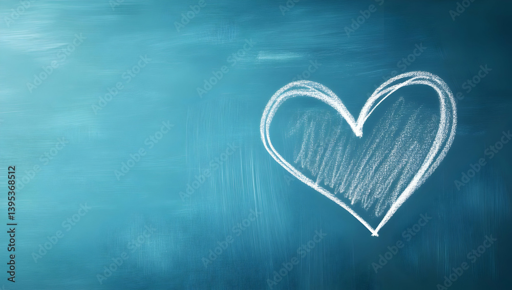 A simple chalk heart drawing on a blue chalkboard, symbolizing love and affection in an artistic way. A simple chalk heart drawing on a blue chalkboard, symbolizing love and affection in an artistic way.