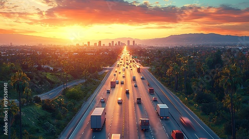 Sunset freeway panorama