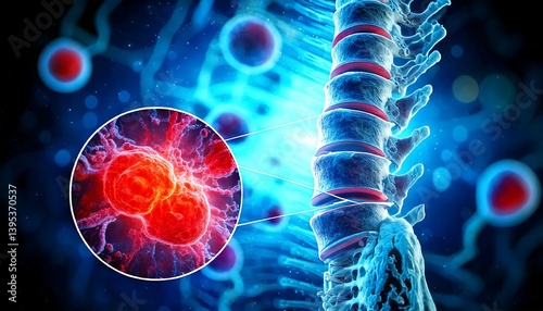 Medical illustration of bone cancer