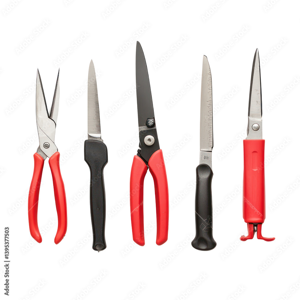 Cutout background scissors collection studio setting photography bright lighting close-up crafting tools Cutout background scissors collection studio setting photography bright lighting close-up crafting tools