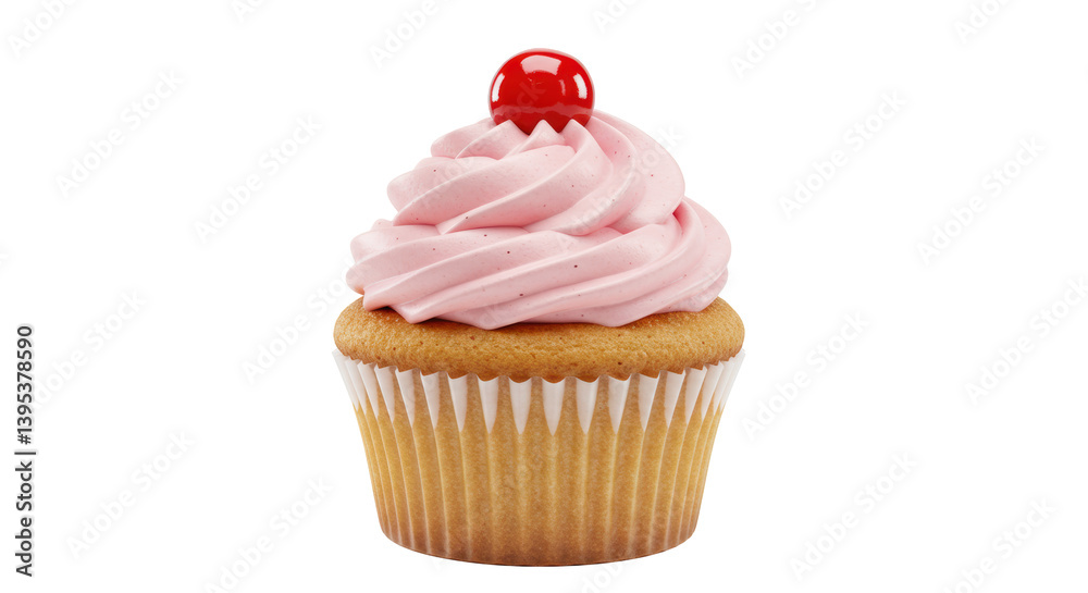 Isolated Cupcake with Cherry Topping Isolated Cupcake with Cherry Topping
