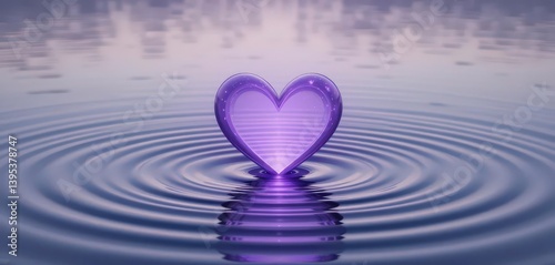  Amethyst Heart Ripple A wave of violet energy forming a heart shape, creating calming ripples on a still lake. Minimalist art