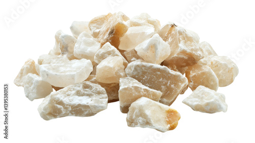 Pile of big stoned white salt isolated on white