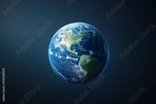 Photorealistic Earth with turbine blade continents and oceans of solar cells