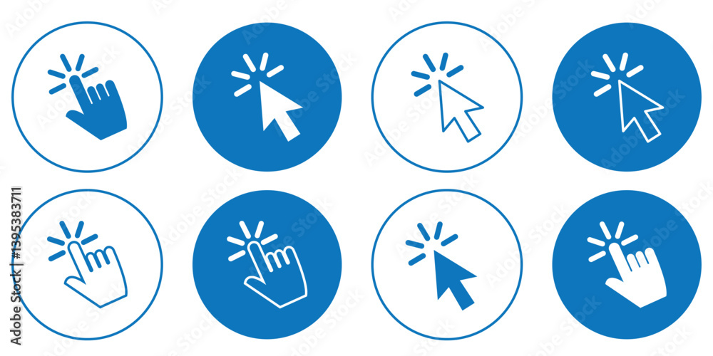 hand click icon set. contain cursor, pointer, touch screen finger icon symbol sign. hand click icon set. contain cursor, pointer, touch screen finger icon symbol sign.