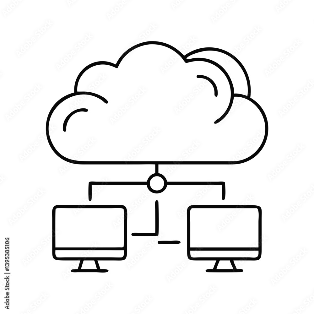 Cloud computing icon representing virtual services and data management Cloud computing icon representing virtual services and data management