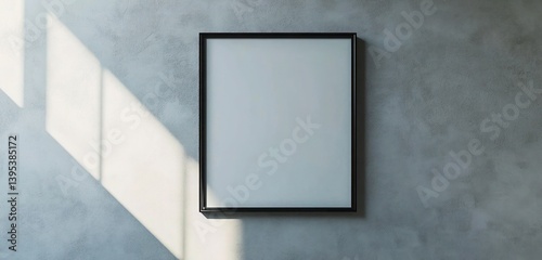 Obraz na płótnie A minimalistic black metal square frame, positioned high on a soft gray wall, radiating industrial elegance. w salonie