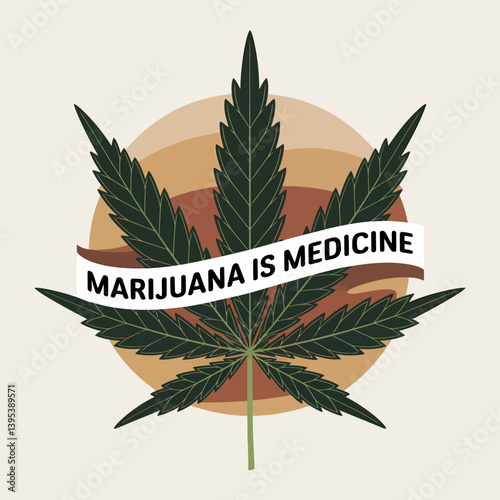 Medical Marijuana Leaf Illustration for Health and Wellness Advocacy