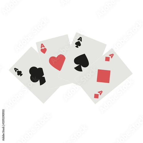 4 playing cards of different suits