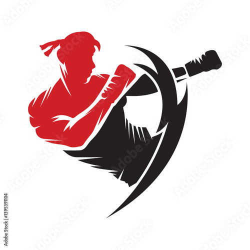 kick boxing logo vector icon. kick boxer attack sport logo icon vector.