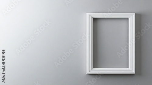 Obraz na płótnie A polished white frame, floating in the upper-right corner of a soft gray wall, blending subtle elegance with modern minimalism. w salonie
